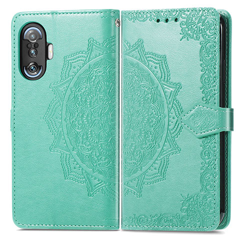 Funda de Cuero Cartera con Soporte Patron de Moda Carcasa para Xiaomi Redmi K40 Gaming 5G Verde