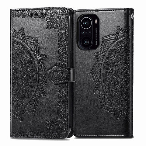 Funda de Cuero Cartera con Soporte Patron de Moda Carcasa para Xiaomi Redmi K40 Pro+ Plus 5G Negro