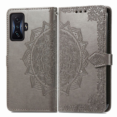 Funda de Cuero Cartera con Soporte Patron de Moda Carcasa para Xiaomi Redmi K50 Gaming 5G Gris