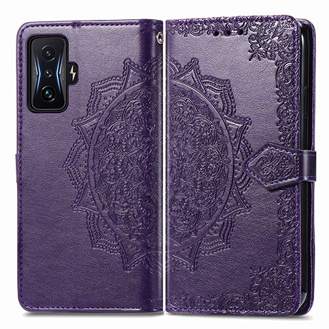 Funda de Cuero Cartera con Soporte Patron de Moda Carcasa para Xiaomi Redmi K50 Gaming 5G Morado