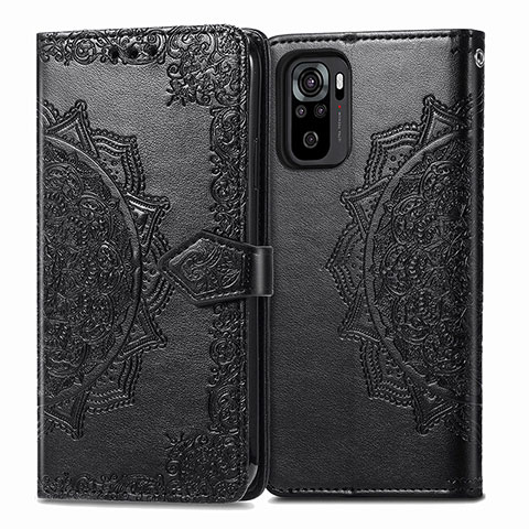 Funda de Cuero Cartera con Soporte Patron de Moda Carcasa para Xiaomi Redmi Note 10 4G Negro