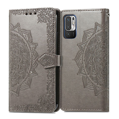 Funda de Cuero Cartera con Soporte Patron de Moda Carcasa para Xiaomi Redmi Note 10 5G Gris