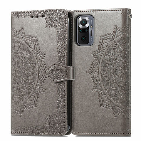 Funda de Cuero Cartera con Soporte Patron de Moda Carcasa para Xiaomi Redmi Note 10 Pro 4G Gris