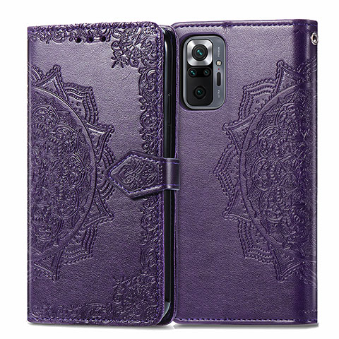 Funda de Cuero Cartera con Soporte Patron de Moda Carcasa para Xiaomi Redmi Note 10 Pro 4G Morado