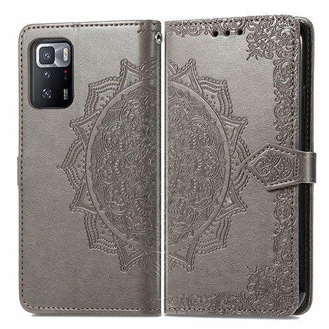 Funda de Cuero Cartera con Soporte Patron de Moda Carcasa para Xiaomi Redmi Note 10 Pro 5G Gris