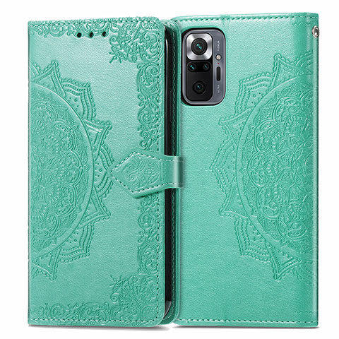 Funda de Cuero Cartera con Soporte Patron de Moda Carcasa para Xiaomi Redmi Note 10 Pro Max Verde