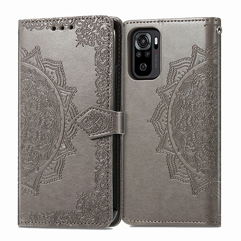 Funda de Cuero Cartera con Soporte Patron de Moda Carcasa para Xiaomi Redmi Note 10S 4G Gris