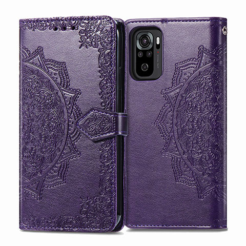 Funda de Cuero Cartera con Soporte Patron de Moda Carcasa para Xiaomi Redmi Note 10S 4G Morado