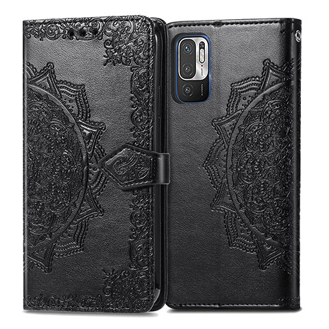 Funda de Cuero Cartera con Soporte Patron de Moda Carcasa para Xiaomi Redmi Note 10T 5G Negro