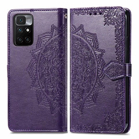 Funda de Cuero Cartera con Soporte Patron de Moda Carcasa para Xiaomi Redmi Note 11 4G (2021) Morado