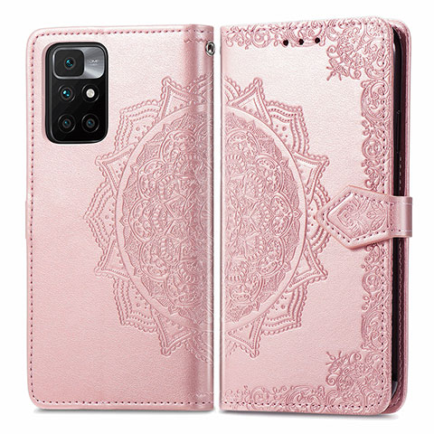 Funda de Cuero Cartera con Soporte Patron de Moda Carcasa para Xiaomi Redmi Note 11 4G (2021) Oro Rosa