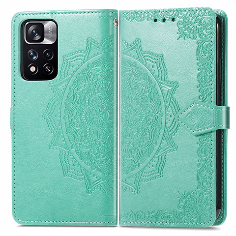 Funda de Cuero Cartera con Soporte Patron de Moda Carcasa para Xiaomi Redmi Note 11 Pro+ Plus 5G Verde