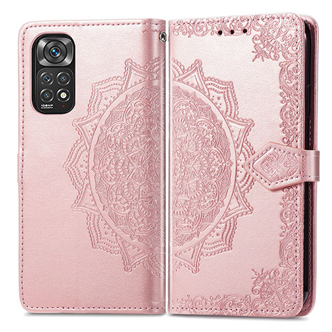 Funda de Cuero Cartera con Soporte Patron de Moda Carcasa para Xiaomi Redmi Note 11S 4G Oro Rosa