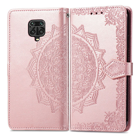 Funda de Cuero Cartera con Soporte Patron de Moda Carcasa para Xiaomi Redmi Note 9S Oro Rosa