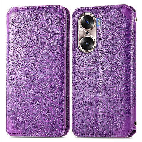 Funda de Cuero Cartera con Soporte Patron de Moda Carcasa S01D para Huawei Honor 60 5G Morado