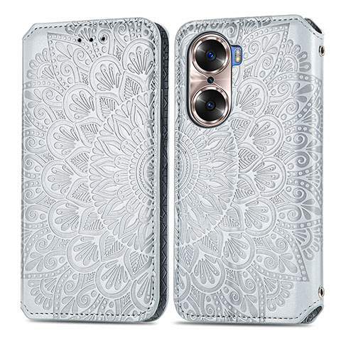 Funda de Cuero Cartera con Soporte Patron de Moda Carcasa S01D para Huawei Honor 60 5G Plata