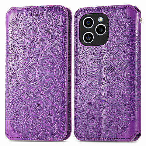 Funda de Cuero Cartera con Soporte Patron de Moda Carcasa S01D para Huawei Honor 60 SE 5G Morado