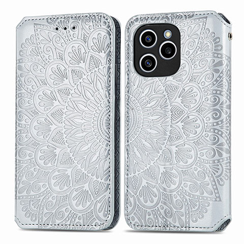 Funda de Cuero Cartera con Soporte Patron de Moda Carcasa S01D para Huawei Honor 60 SE 5G Plata