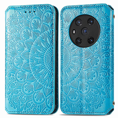 Funda de Cuero Cartera con Soporte Patron de Moda Carcasa S01D para Huawei Honor Magic3 5G Azul