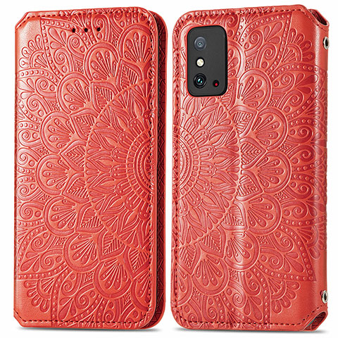 Funda de Cuero Cartera con Soporte Patron de Moda Carcasa S01D para Huawei Honor X10 Max 5G Rojo