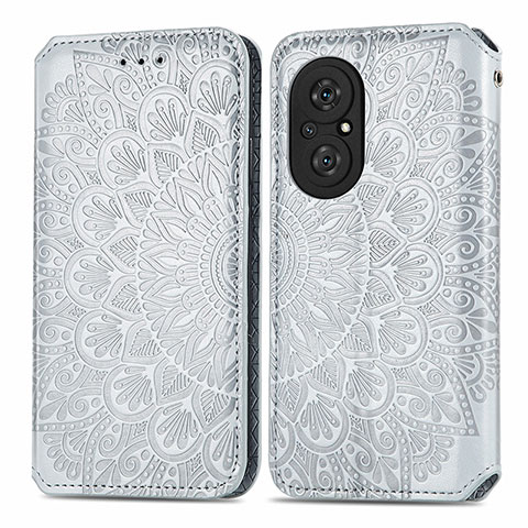 Funda de Cuero Cartera con Soporte Patron de Moda Carcasa S01D para Huawei Nova 9 SE Plata