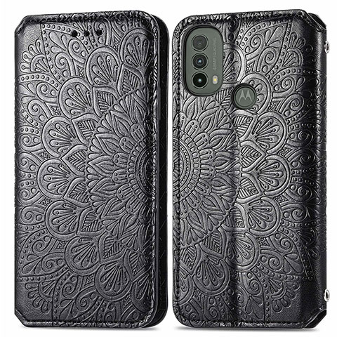 Funda de Cuero Cartera con Soporte Patron de Moda Carcasa S01D para Motorola Moto E20 Negro