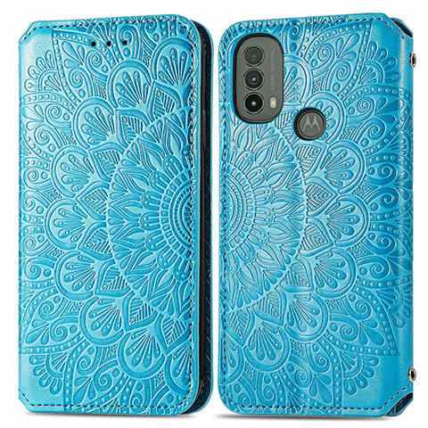 Funda de Cuero Cartera con Soporte Patron de Moda Carcasa S01D para Motorola Moto E30 Azul