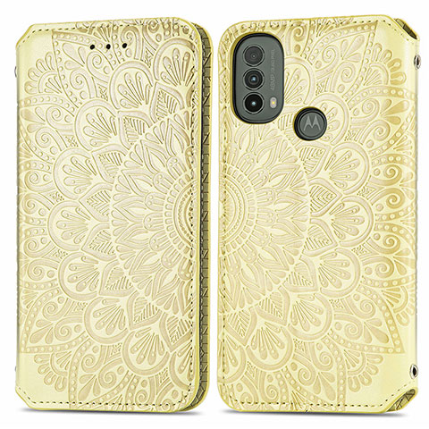 Funda de Cuero Cartera con Soporte Patron de Moda Carcasa S01D para Motorola Moto E30 Oro