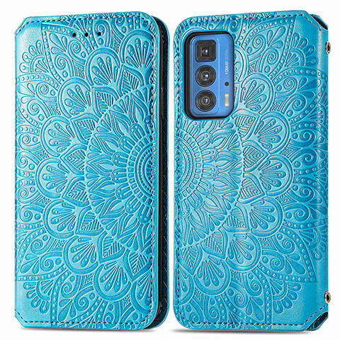 Funda de Cuero Cartera con Soporte Patron de Moda Carcasa S01D para Motorola Moto Edge 20 Pro 5G Azul