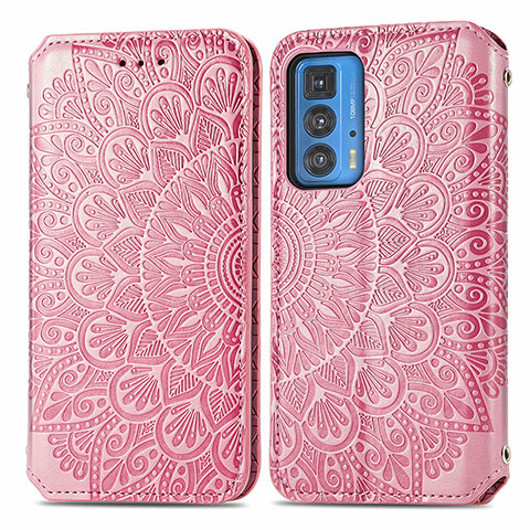 Funda de Cuero Cartera con Soporte Patron de Moda Carcasa S01D para Motorola Moto Edge 20 Pro 5G Oro Rosa