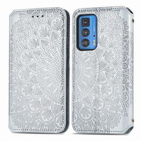 Funda de Cuero Cartera con Soporte Patron de Moda Carcasa S01D para Motorola Moto Edge 20 Pro 5G Plata