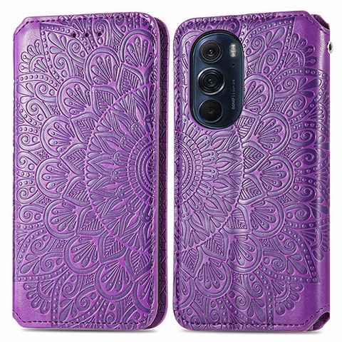 Funda de Cuero Cartera con Soporte Patron de Moda Carcasa S01D para Motorola Moto Edge 30 Pro 5G Morado