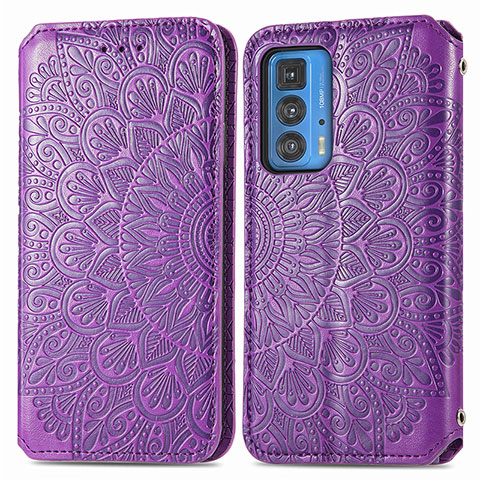 Funda de Cuero Cartera con Soporte Patron de Moda Carcasa S01D para Motorola Moto Edge S Pro 5G Morado