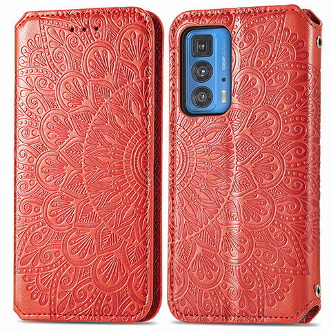 Funda de Cuero Cartera con Soporte Patron de Moda Carcasa S01D para Motorola Moto Edge S Pro 5G Rojo