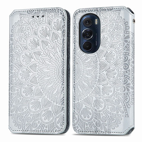 Funda de Cuero Cartera con Soporte Patron de Moda Carcasa S01D para Motorola Moto Edge X30 5G Plata