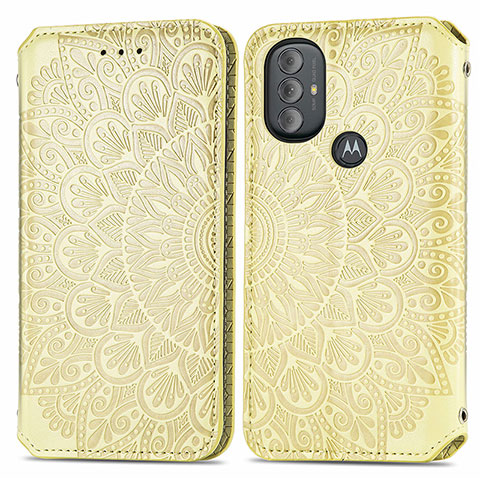 Funda de Cuero Cartera con Soporte Patron de Moda Carcasa S01D para Motorola Moto G Play (2023) Oro