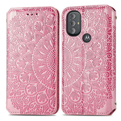 Funda de Cuero Cartera con Soporte Patron de Moda Carcasa S01D para Motorola Moto G Play (2023) Oro Rosa