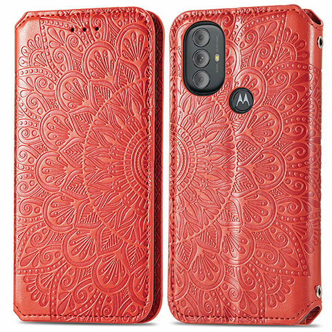 Funda de Cuero Cartera con Soporte Patron de Moda Carcasa S01D para Motorola Moto G Play (2023) Rojo