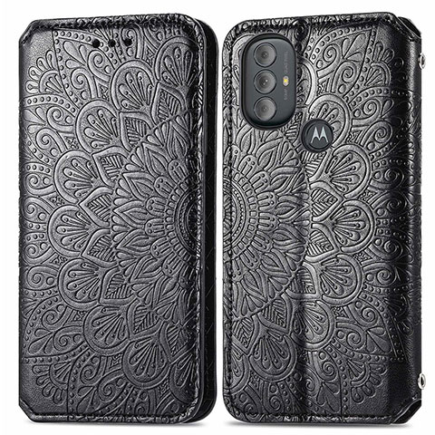 Funda de Cuero Cartera con Soporte Patron de Moda Carcasa S01D para Motorola Moto G Play Gen 2 Negro