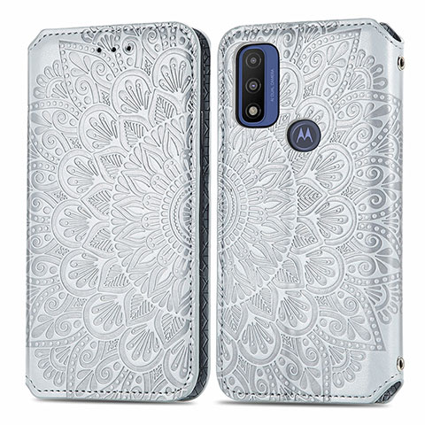 Funda de Cuero Cartera con Soporte Patron de Moda Carcasa S01D para Motorola Moto G Pure Plata