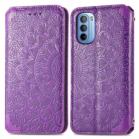 Funda de Cuero Cartera con Soporte Patron de Moda Carcasa S01D para Motorola Moto G31 Morado