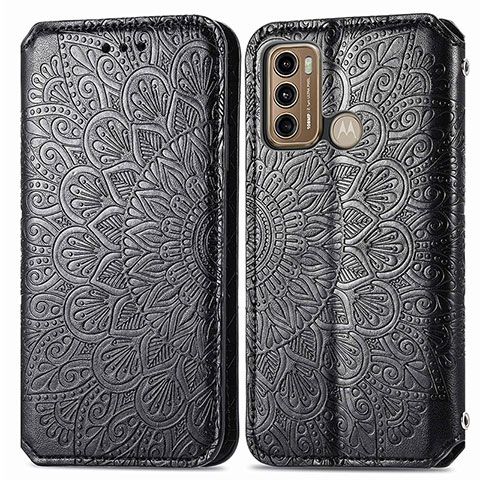 Funda de Cuero Cartera con Soporte Patron de Moda Carcasa S01D para Motorola Moto G40 Fusion Negro