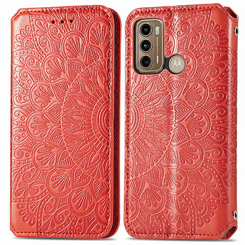 Funda de Cuero Cartera con Soporte Patron de Moda Carcasa S01D para Motorola Moto G40 Fusion Rojo