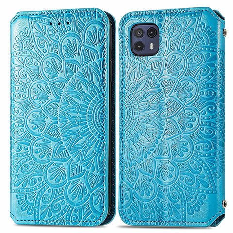 Funda de Cuero Cartera con Soporte Patron de Moda Carcasa S01D para Motorola Moto G50 5G Azul