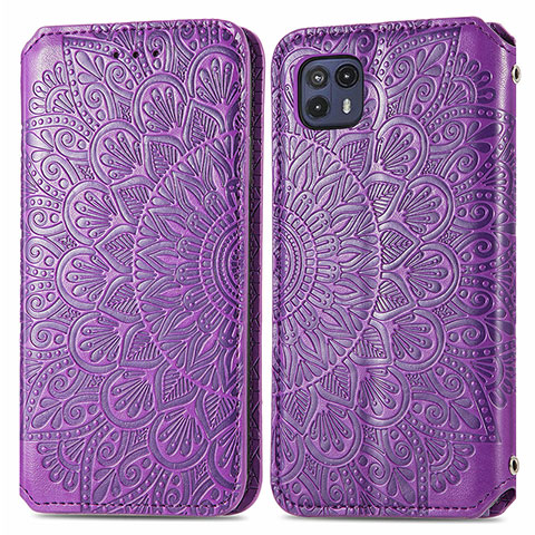 Funda de Cuero Cartera con Soporte Patron de Moda Carcasa S01D para Motorola Moto G50 5G Morado