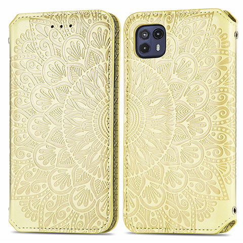 Funda de Cuero Cartera con Soporte Patron de Moda Carcasa S01D para Motorola Moto G50 5G Oro