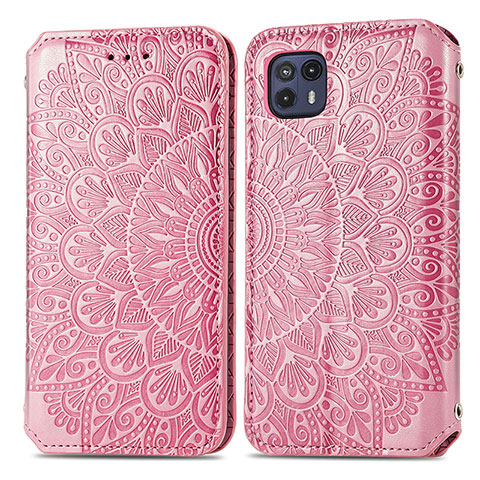 Funda de Cuero Cartera con Soporte Patron de Moda Carcasa S01D para Motorola Moto G50 5G Oro Rosa