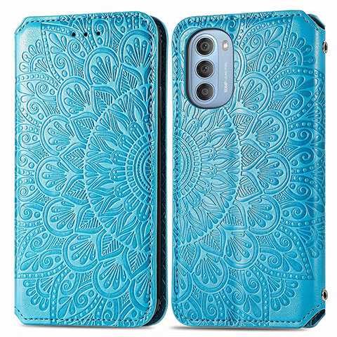 Funda de Cuero Cartera con Soporte Patron de Moda Carcasa S01D para Motorola Moto G51 5G Azul