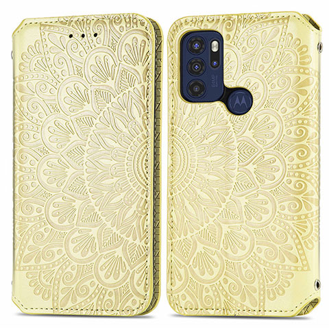 Funda de Cuero Cartera con Soporte Patron de Moda Carcasa S01D para Motorola Moto G60s Oro