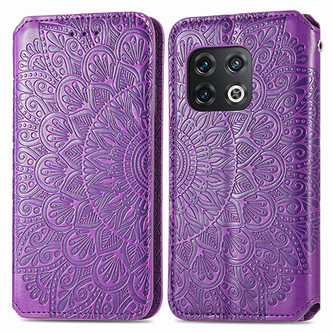 Funda de Cuero Cartera con Soporte Patron de Moda Carcasa S01D para OnePlus 10 Pro 5G Morado